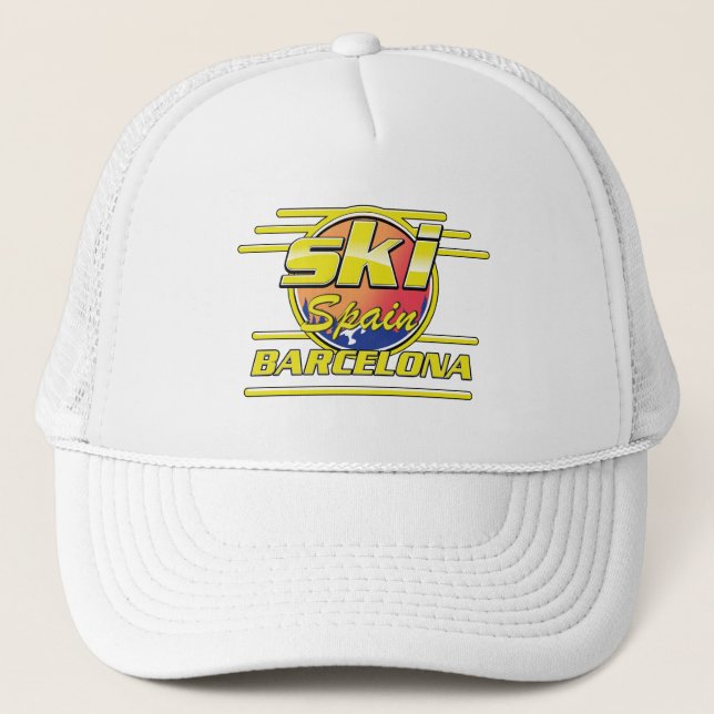 Barcelona Spain to Ski logo Trucker Hat (Front)