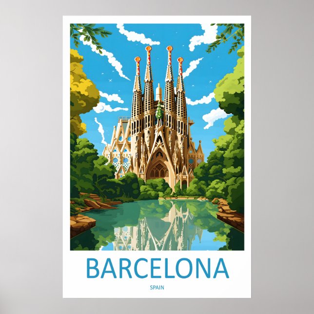 Barcelona Spain Travel Poster 5 (Front)