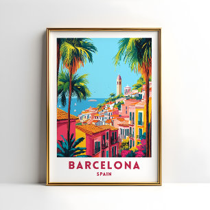 Barcelona Spain Travel Poster Wall Art