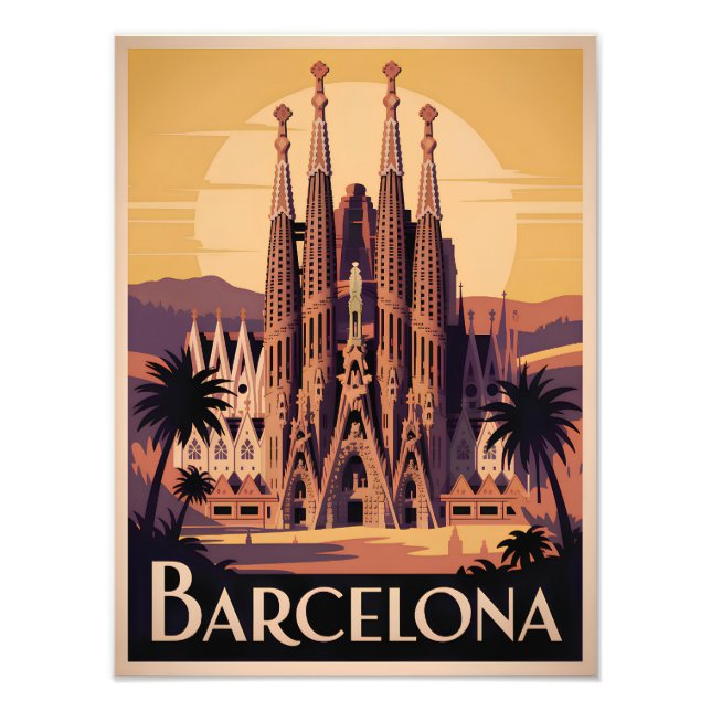 Barcelona Spain vintage Photo Print (Front)
