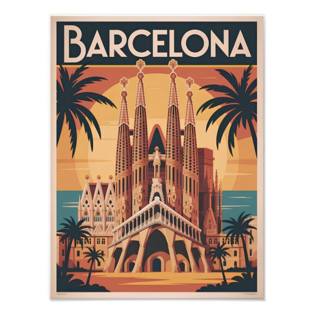 Barcelona Spain vintage Photo Print (Front)