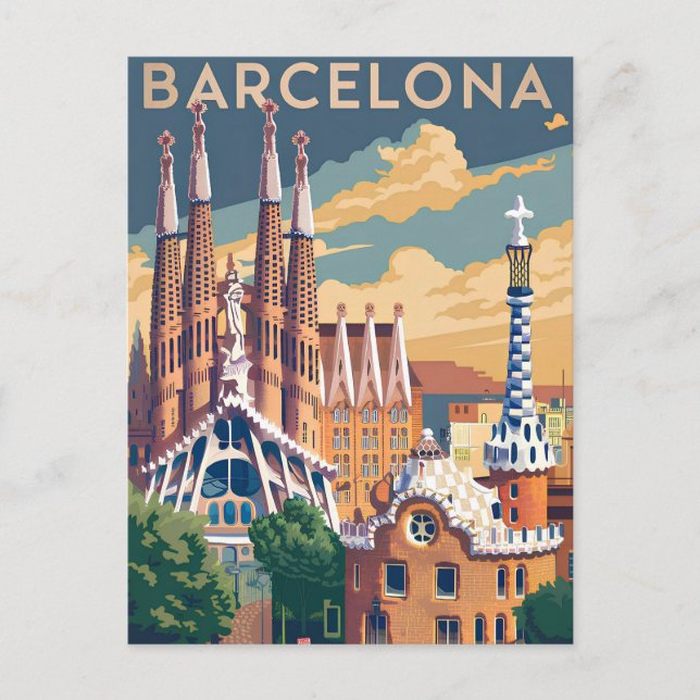 Barcelona Spain vintage Postcard (Front)