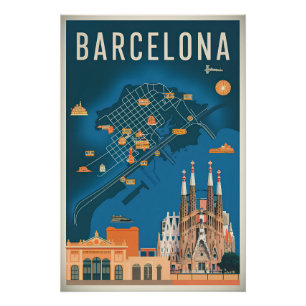 Barcelona Spain vintage Poster