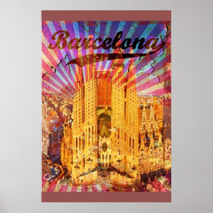 Barcelona, Spain, Vintage poster