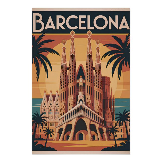 Barcelona Spain vintage Poster (Front)
