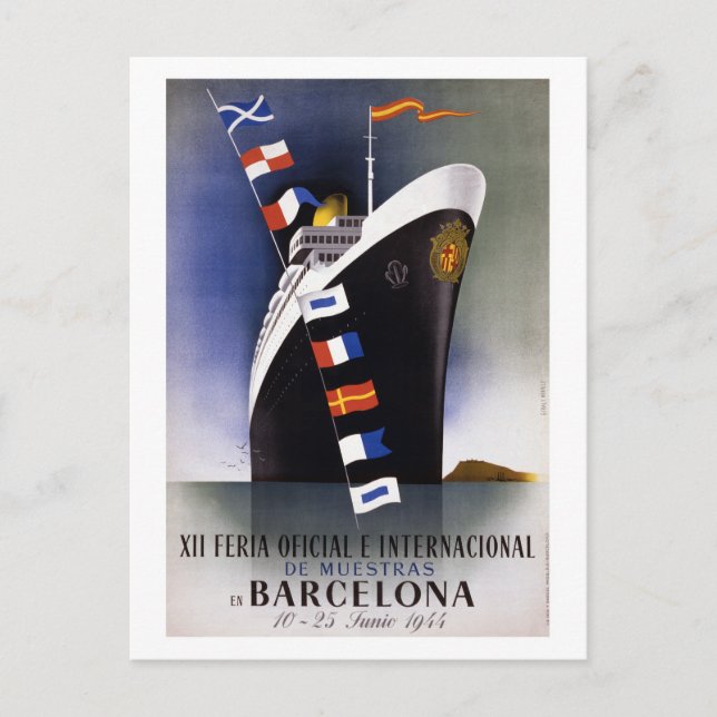 Barcelona Spain Vintage Poster 1944 Postcard (Front)