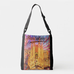 Barcelona, Spain, Vintage poster Crossbody Bag