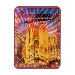 Barcelona, Spain, Vintage poster Magnet