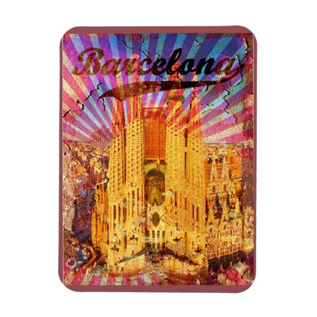 Barcelona, Spain, Vintage poster Magnet (Vertical)