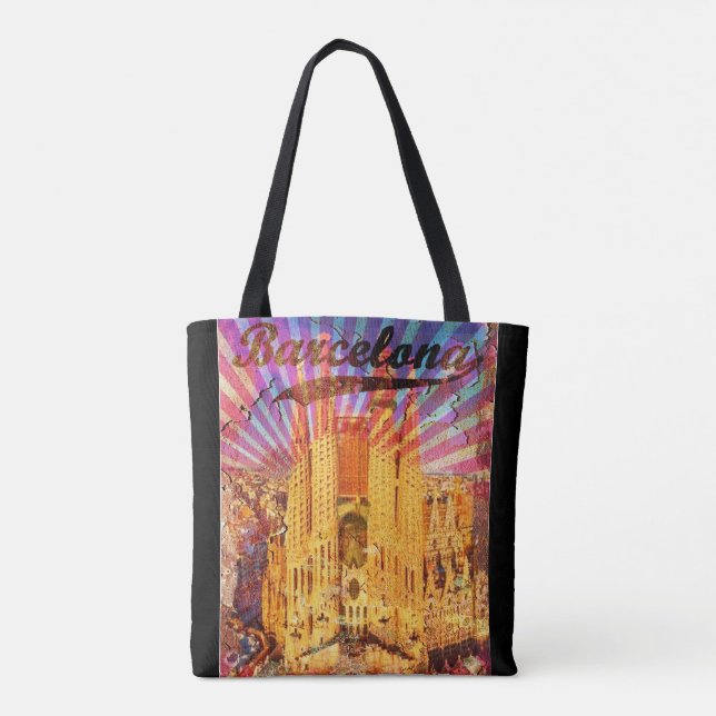 Barcelona, Spain, Vintage poster Tote Bag (Back)