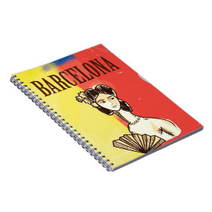 Barcelona Spain vintage travel poster Spiral Notebook