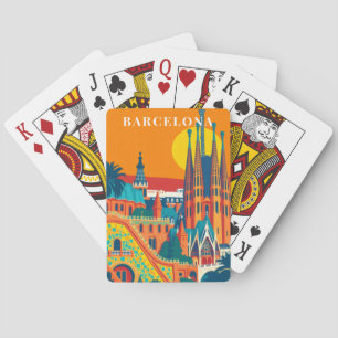 Barcelona Spain Vintage Travel Retro Playing Cards