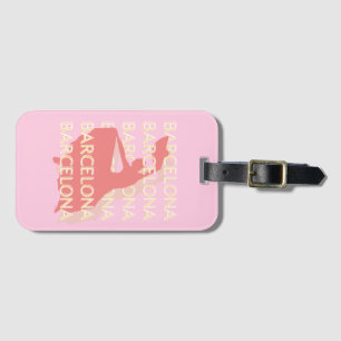Barcelona Travel Art, Pink, Pastel Luggage Tag