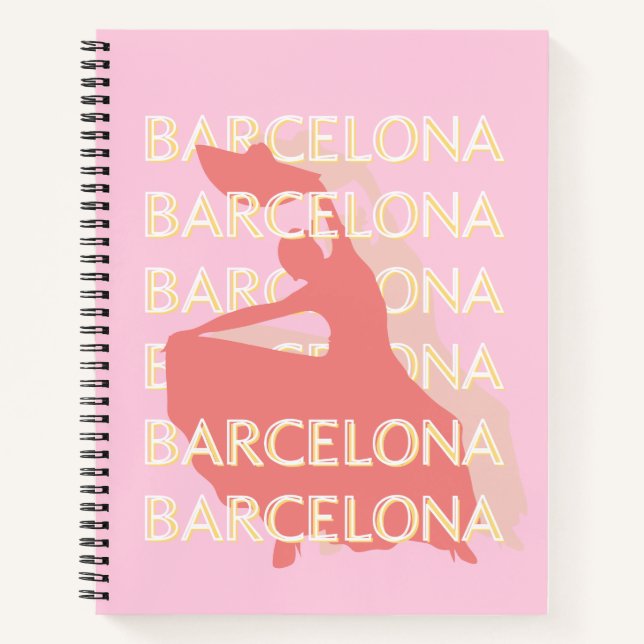 Barcelona Travel Art, Pink, Pastel Notebook (Front)