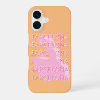 Barcelona Travel Art, Spain, Orange, Pink