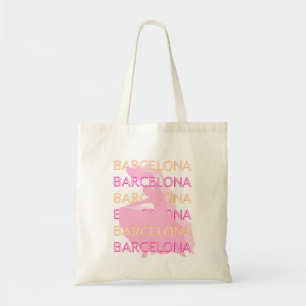 Barcelona Travel Art, Spain, Orange, Pink Tote Bag