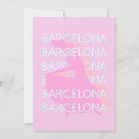 Barcelona Travel Art, Spain, Pastel, Pink