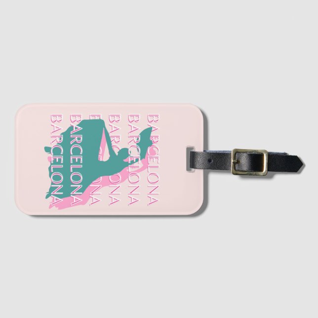 Barcelona Travel Art, Spain, Travel Art Luggage Tag (Front Horizontal)