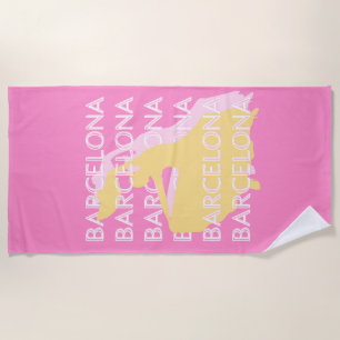 Barcelona Travel Art, Spain, Travel Art, Pink Beach Towel