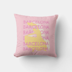 Barcelona Travel Art, Spain, Travel Art, Pink Cushion