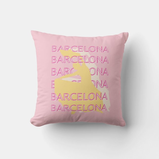 Barcelona Travel Art, Spain, Travel Art, Pink Cushion (Front)