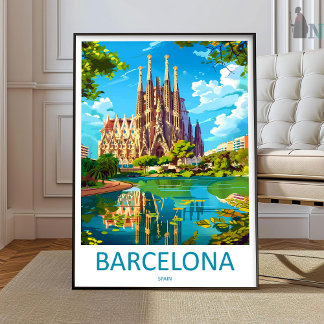 Barcelona Travel Print Wall Art Barcelona Wall Han