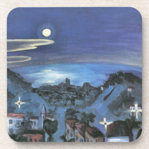Barcelona View of City at Night by Walter Gramatte Coaster