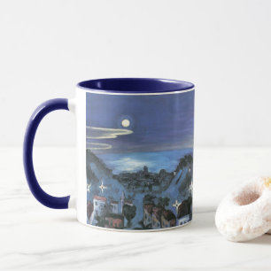 Barcelona View of City at Night by Walter Gramatte Mug