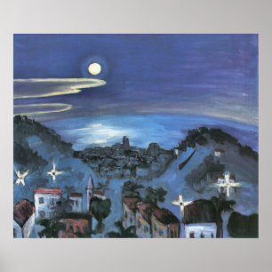 Barcelona View of City at Night by Walter Gramatte Poster