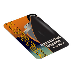 Barcelona Vintage cruise liner travel poster Magnet