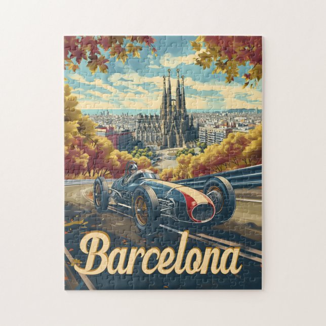 Barcelona vintage racing car jigsaw puzzle (Vertical)