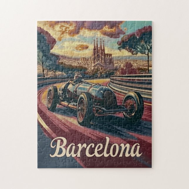 Barcelona vintage racing car jigsaw puzzle (Vertical)