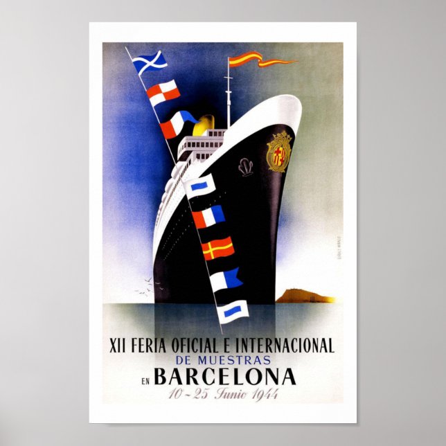 Barcelona Vintage Travel Poster (Front)