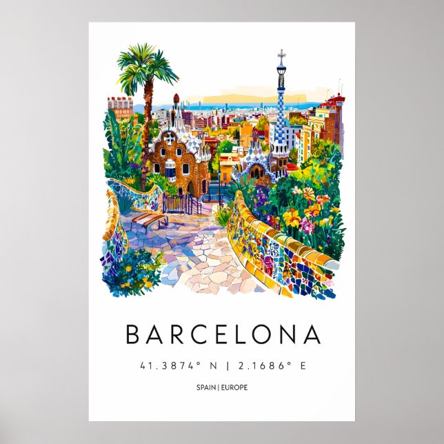 Barcelona Watercolor 1 Poster (Front)