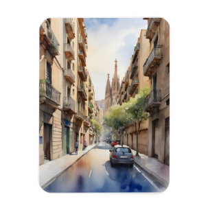 Barcelona watercolor art magnet