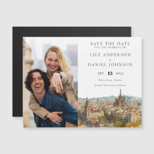 Barcelona Wedding Photo Save The Date Magnetic Invitation