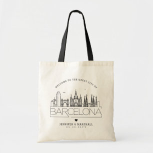 Barcelona Wedding   Stylized Skyline Tote Bag