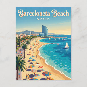 Barceloneta Beach Spain Postcard