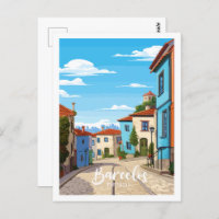 Barcelos Portugal vintage travel illustration 