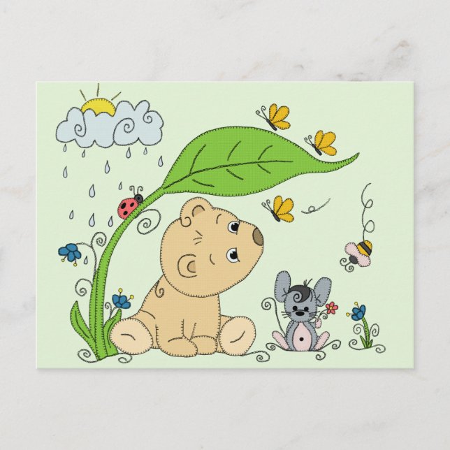 Bärchen im Regen Postcard (Front)