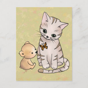 Bärchen und Katze Postcard