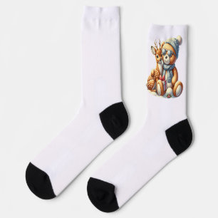 Bärchen und sein Rehkitz im Schnee Socks