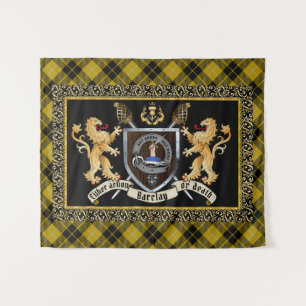 Barclay Clan Badge & Motto w/Lions Tapestry