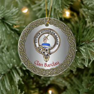Barclay Clan Badge/Tartan Thistle Personalised Ceramic Tree Decoration