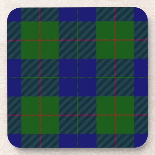 Barclay clan tartan blue green plaid coaster (Front)