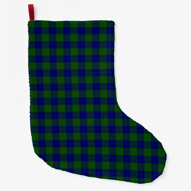 Barclay clan tartan blue green plaid large christmas stocking (Front)