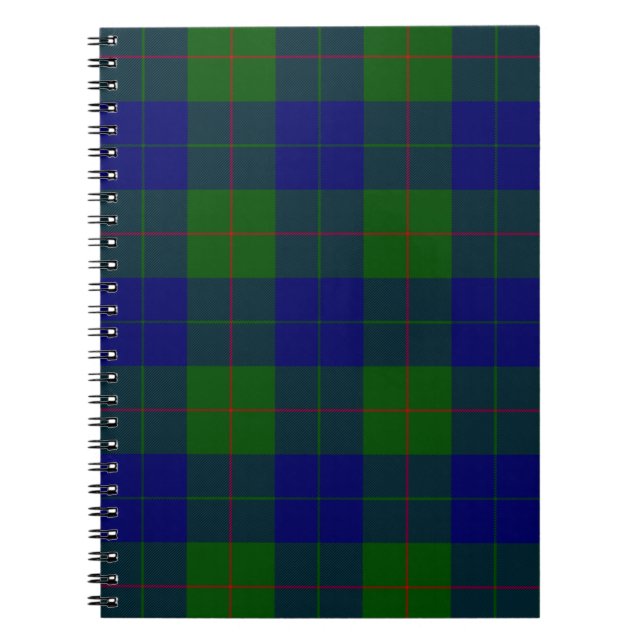Barclay clan tartan blue green plaid spiral notebook (Front)