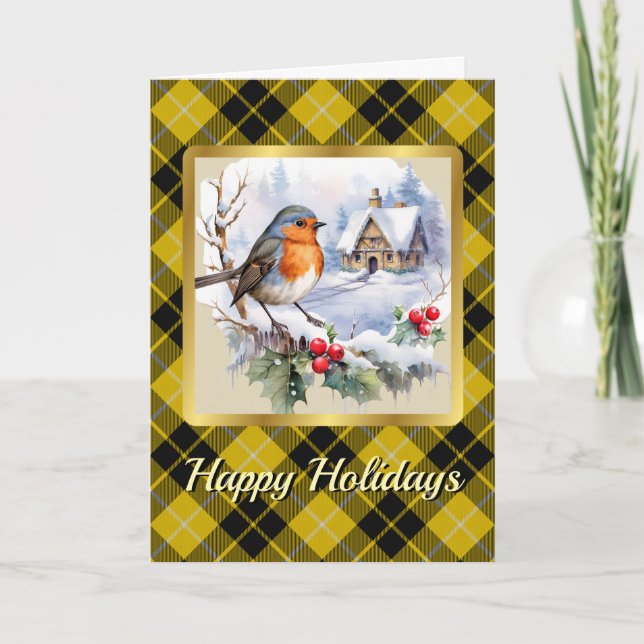 Barclay Crest & Tartan w/Robin Personalised  Card (Front)