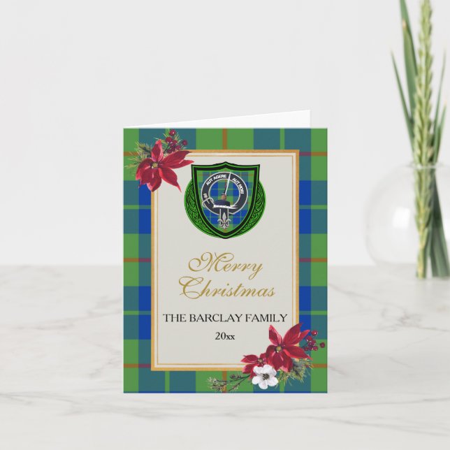 Barclay Scottish Clan Tartan & Crest Card (Front)
