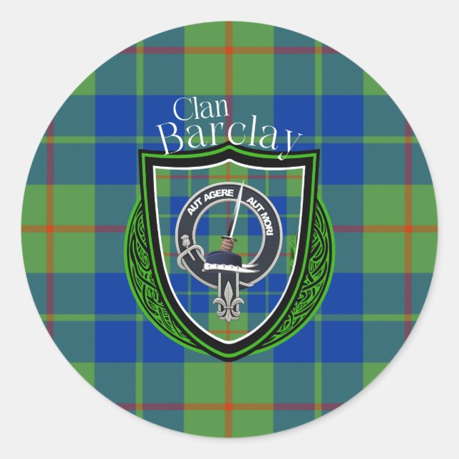 Barclay Scottish Clan Tartan & Crest Classic Round Sticker (Front)
